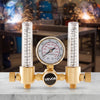 VEVOR Dual Output Argon Regulator, Argon Flow Meter Gas Regulator Gauge for TIG/MIG Welding - with 2PCS 6.6FT Rubber Hoses, 0-60 SCFH, 0-4500 PSI Inlet Pressure, CGA580 Inlet Connection
