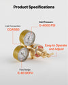 VEVOR Argon Regulator Gauge, Argon CO2 Regulator Welding Gas Gauges for TIG/MIG Welding - with 8.2FT Rubber Hoses, 0-60 SCFH, 0-4000 PSI Inlet Pressure, CGA580 Inlet Connection