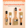 VEVOR Chalk Wax Paint Brush, 4 Piece Wax Paint Brush, Chalk Paint Brushes for Furniture, Acrylic Paint,Milk Paint,Home Decor, Natural Bristle Round Oval Chalk Paint Brush for All Painting and Waxing