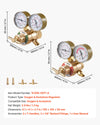 VEVOR Oxygen Acetylene Regulator Set, Oxy-Acetylene Regulators, 0-4000PSI and 0-400PSI Welding Gas Gauges with CGA-540/CGA-200 Inlet Connection & 3/8"-24 Outlet Connection, T-Handle Adjustment