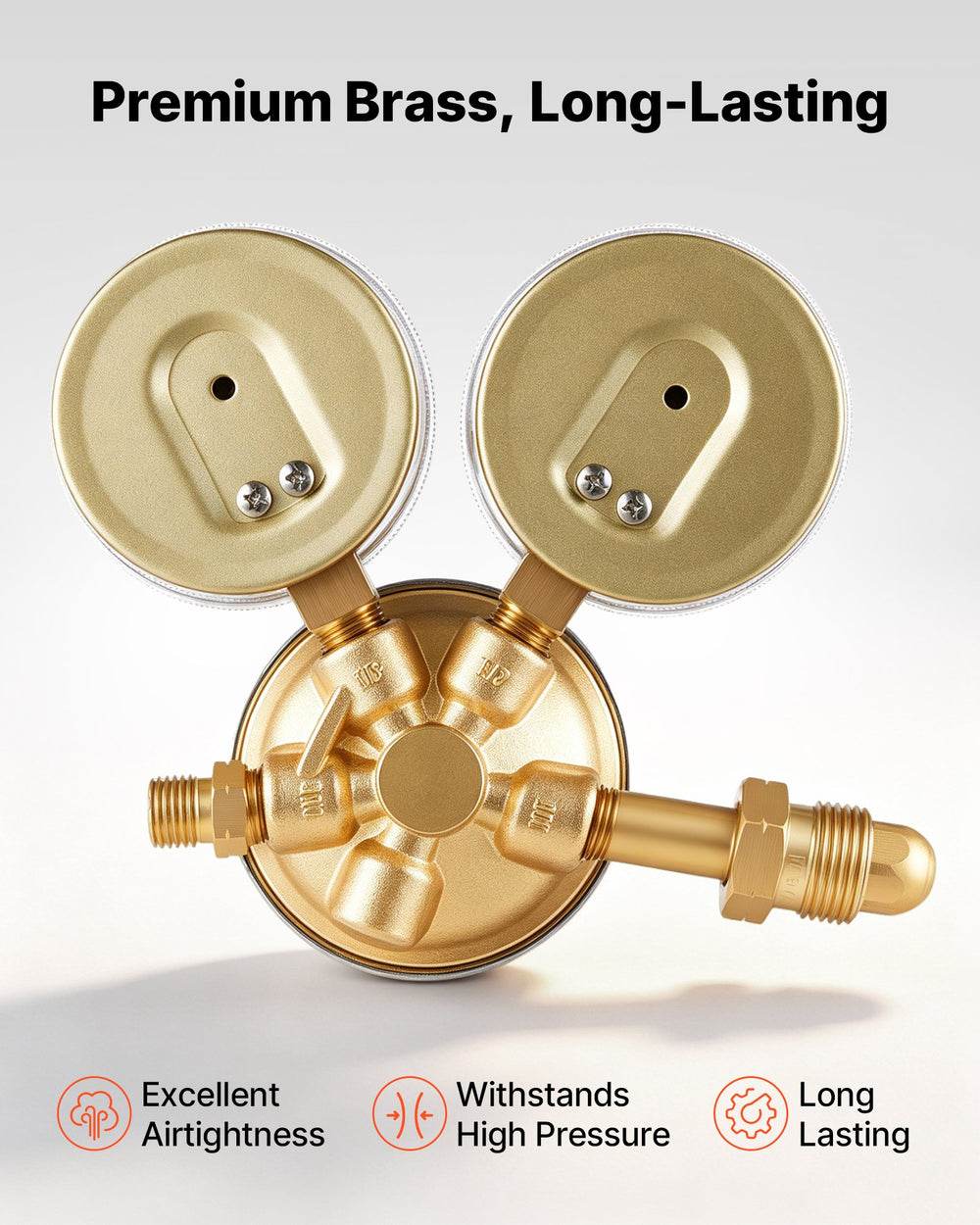VEVOR Oxygen Acetylene Regulator Set, Oxy-Acetylene Regulators, 0-4000PSI and 0-500PSI Welding Gas Gauges with CGA-540/CGA-510 Inlet Connection & 9/16"-18 Outlet Connection, PC Knob Adjustment