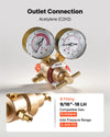 VEVOR Acetylene Regulator, Precise Acetylene Regulator, 0-400PSI Welding Gas Gauge with CGA-200 Inlet Connection & 9/16"-18 LH Outlet Connection, T-Handle Adjustment