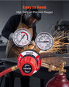 VEVOR Acetylene Regulator, Precise Acetylene Regulator, 0-500PSI Welding Gas Gauge with CGA-510 Inlet Connection & 9/16"-18 LH Outlet Connection, PC Knob Adjustment