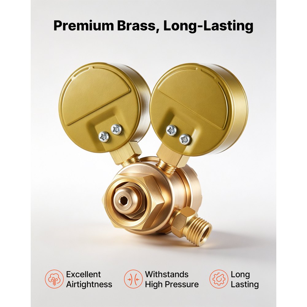 VEVOR Oxygen Regulator, Precise Oxy Regulator, 0-4000PSI Welding Gas Gauge with CGA-540 Inlet Connection & 9/16"-18 RH Outlet Connection, T-Handle Adjustment