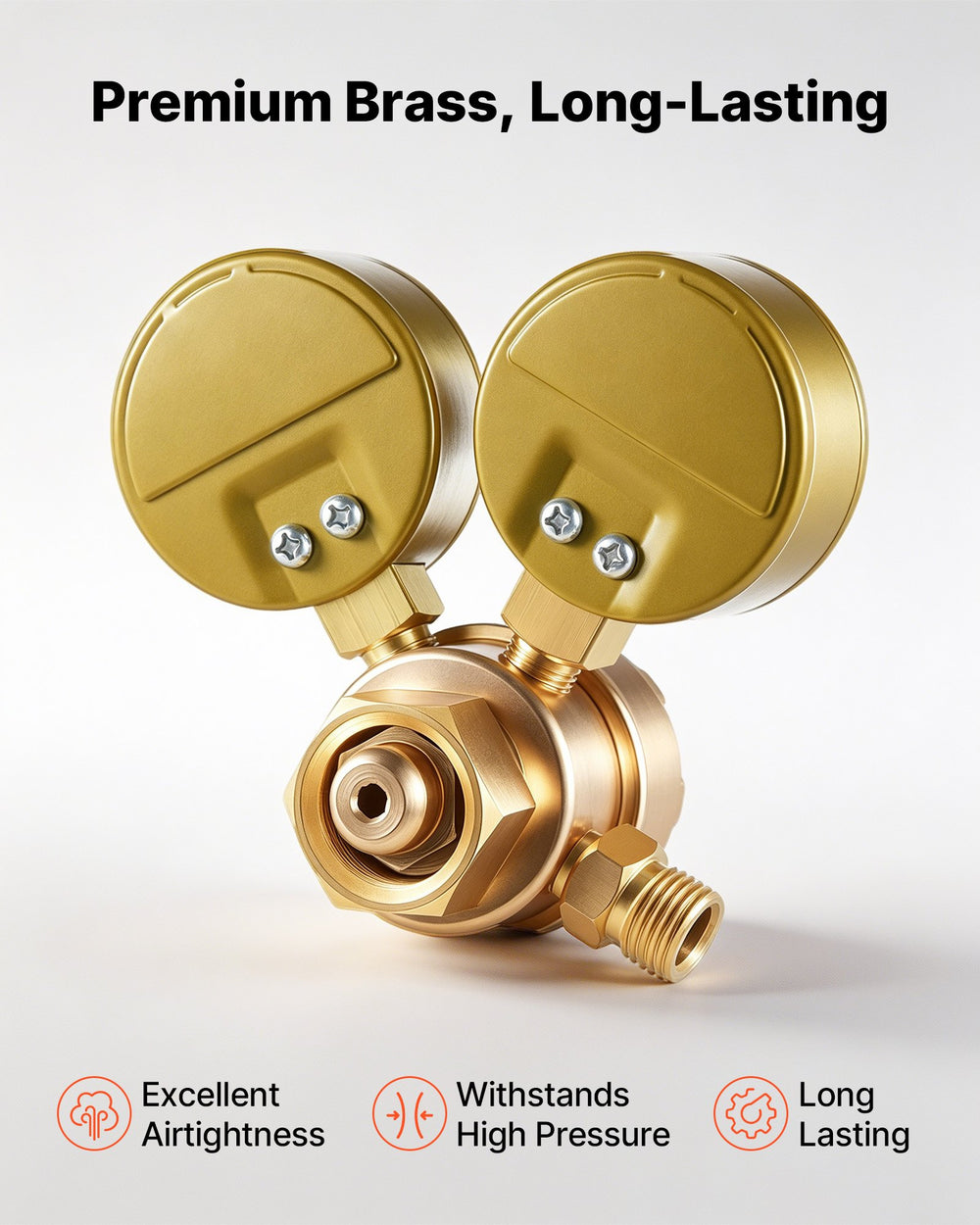 VEVOR Oxygen Regulator, Precise Oxy Regulator, 0-4000PSI Welding Gas Gauge with CGA-540 Inlet Connection & 9/16"-18 RH Outlet Connection, T-Handle Adjustment