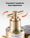 VEVOR Oxygen Regulator, Precise Oxy Regulator, 0-4000PSI Welding Gas Gauge with CGA-540 Inlet Connection & 9/16"-18 RH Outlet Connection, T-Handle Adjustment