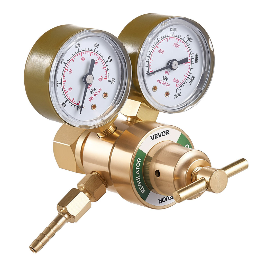 VEVOR Oxygen Regulator, Precise Oxy Regulator, 0-4000PSI Welding Gas Gauge with CGA-540 Inlet Connection & 9/16"-18 RH Outlet Connection, T-Handle Adjustment