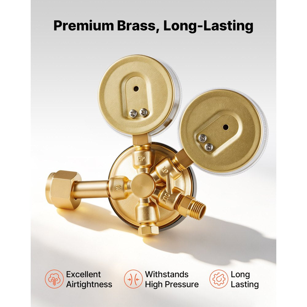 VEVOR Oxygen Regulator, Precise Oxy Regulator, 0-4000PSI Welding Gas Gauge with CGA-540 Inlet Connection & 9/16"-18 RH Outlet Connection, PC Knob Adjustment