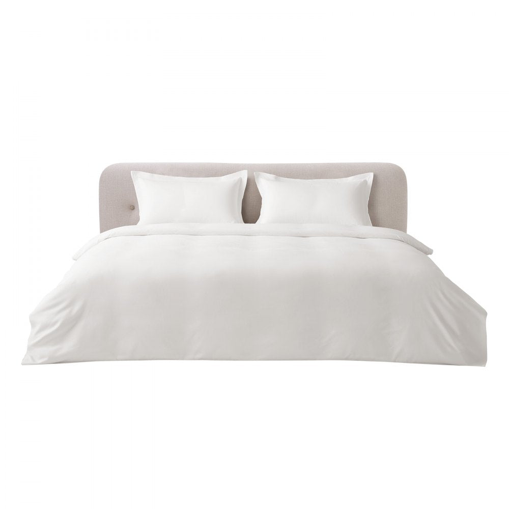 VEVOR King Duvet Cover Set, 100% Cotton, 3 Pieces Bedding Set King Size with 1 Duvet Cover 104 x 90 in and 2 Pillow Shams 20 x 36 in, Soft Breathable, Double Zipper Closure, for Home Bedding, White