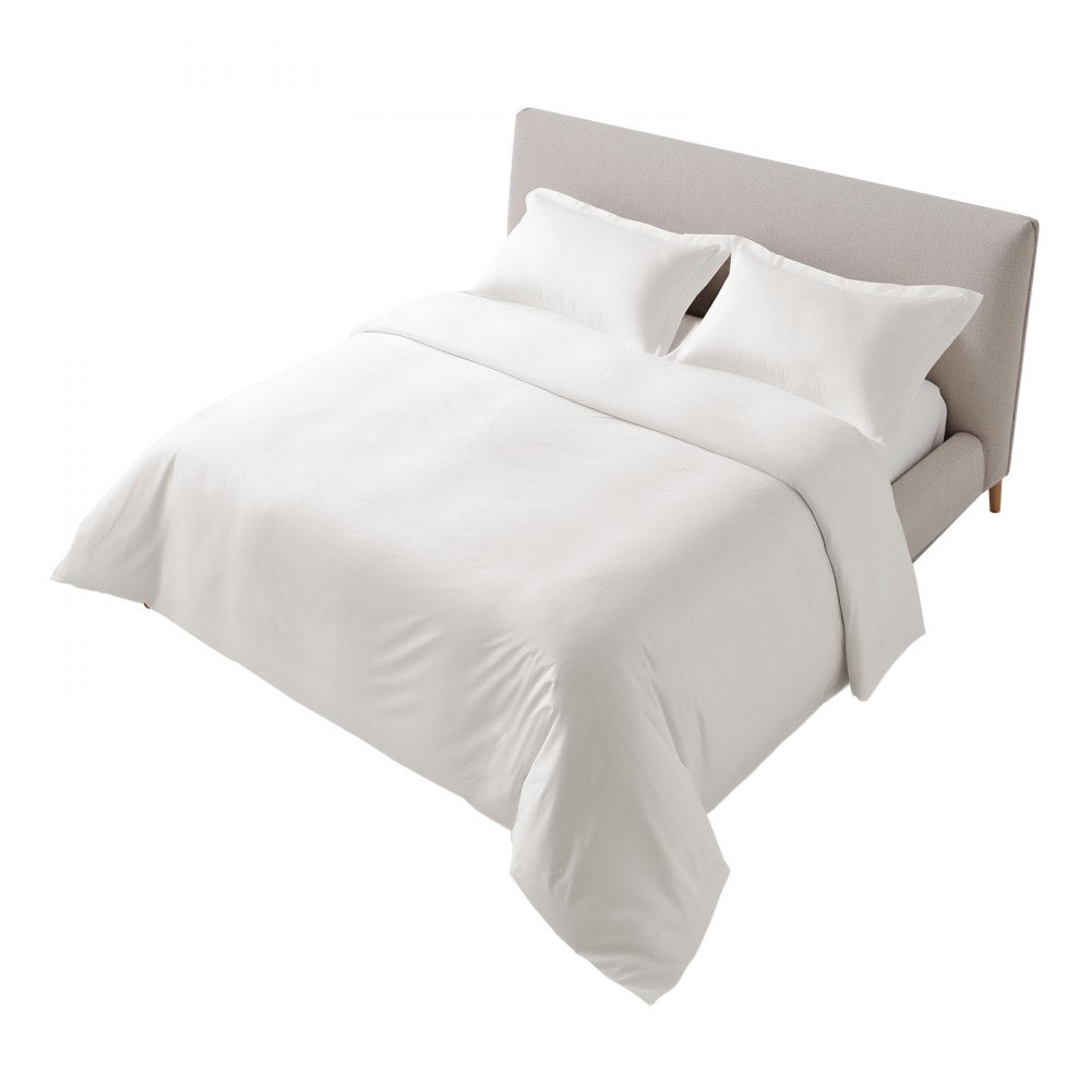 VEVOR King Duvet Cover Set, 100% Cotton, 3 Pieces Bedding Set King Size with 1 Duvet Cover 104 x 90 in and 2 Pillow Shams 20 x 36 in, Soft Breathable, Double Zipper Closure, for Home Bedding, White