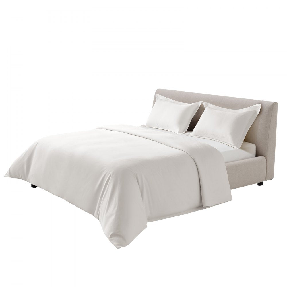 VEVOR King Duvet Cover Set, 100% Cotton, 3 Pieces Bedding Set King Size with 1 Duvet Cover 104 x 90 in and 2 Pillow Shams 20 x 36 in, Soft Breathable, Double Zipper Closure, for Home Bedding, White