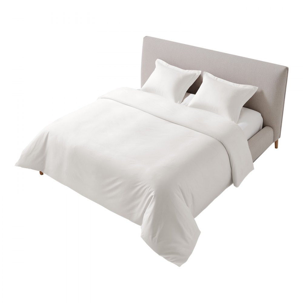 VEVOR Queen Duvet Cover Set, 100% Cotton, 3 Pieces Bedding Set Queen Size with 1 Duvet Cover 90 x 90 in and 2 Pillow Shams 20 x 26 in, Soft Breathable, Double Zipper Closure, for Home Bedding, White