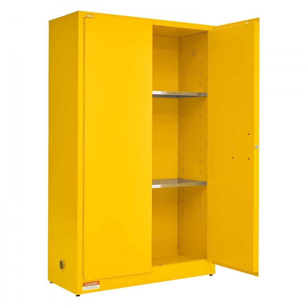 VEVOR Flammable Storage Cabinet, 18" x 43" x 70", Industrial Fire Cabinet, Fire & Explosion Proof, Double-Wall Cold Rolled Steel, 2-Door Hazardous Safety Cabinet with 2 Adjustable Shelves & Key Lock