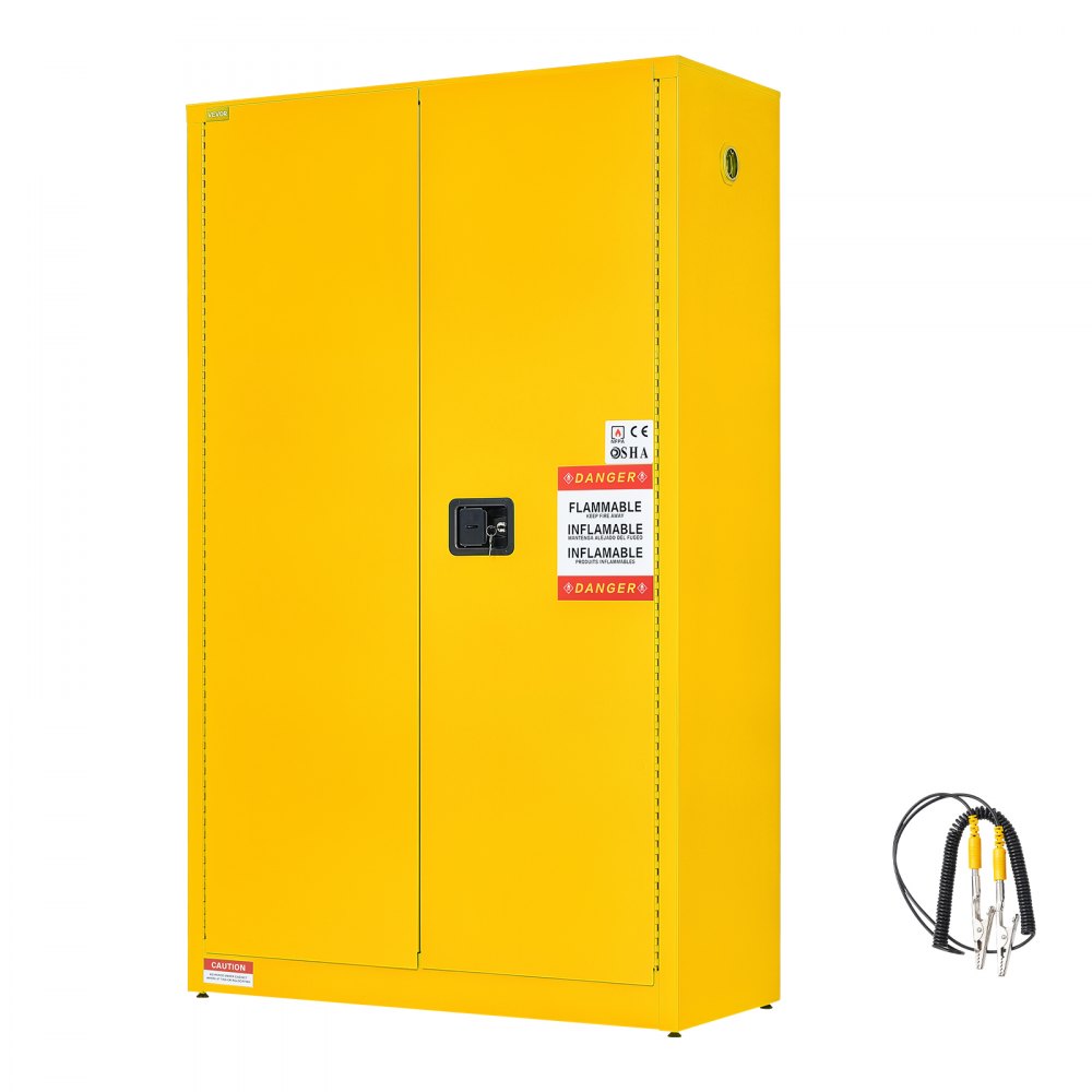 VEVOR Flammable Storage Cabinet, 18" x 43" x 70", Industrial Fire Cabinet, Fire & Explosion Proof, Double-Wall Cold Rolled Steel, 2-Door Hazardous Safety Cabinet with 2 Adjustable Shelves & Key Lock