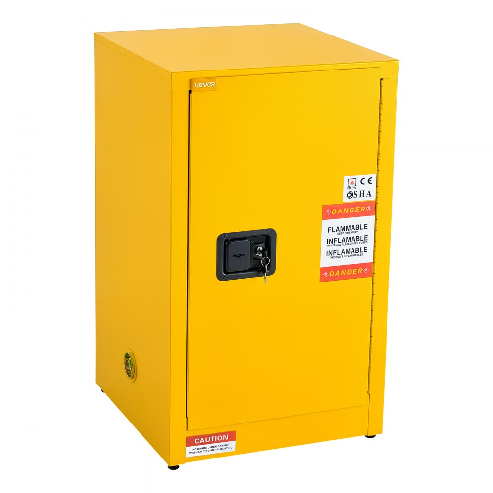 VEVOR Flammable Storage Cabinet, 21" x 21" x 35", Industrial Fire Cabinet, Double-Wall Cold Rolled Steel Hazardous Storage Safety Cabinet, Fire & Explosion-Proof with Adjustable Shelf and Key Lock