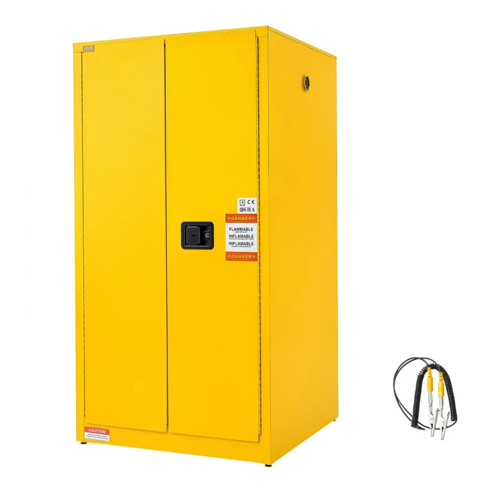 VEVOR Flammable Storage Cabinet, 34" x 34" x 65", Industrial Fire Cabinet, Fire & Explosion Proof, Double-Wall Cold Rolled Steel, 2-Door Hazardous Safety Cabinet with 2 Adjustable Shelves & Key Lock