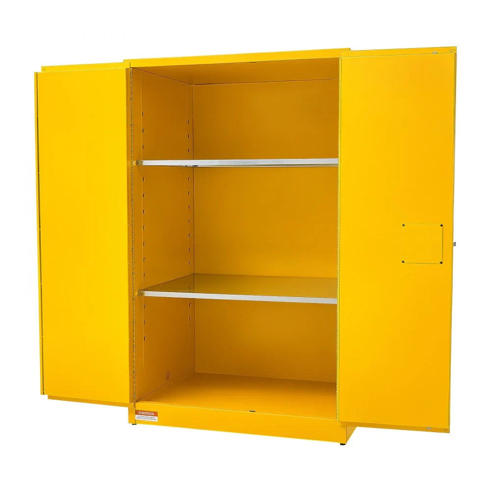 VEVOR Flammable Storage Cabinet, 34" x 43" x 70", Industrial Fire Cabinet, Fire & Explosion Proof, Double-Wall Cold Rolled Steel, 2-Door Hazardous Safety Cabinet with 2 Adjustable Shelves & Key Lock