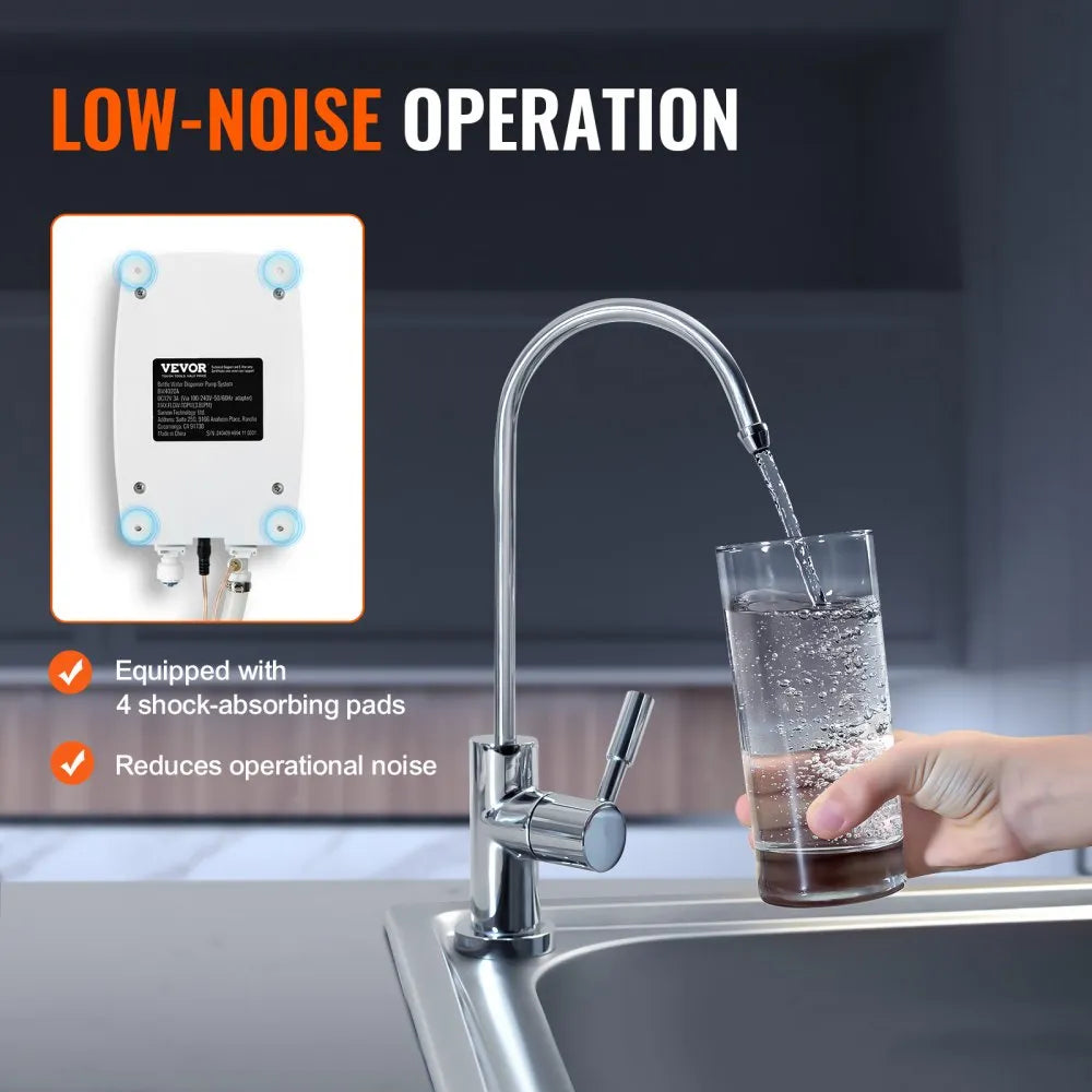 VEVOR Bottled Water Dispenser Pump System, 5 Gallon Dispensing System, Automatic Electric Water Dispenser, Single Inlet Water Jug Pump, Compatible Use with Coffee/Tea Machine, Refrigerator, Ice Maker