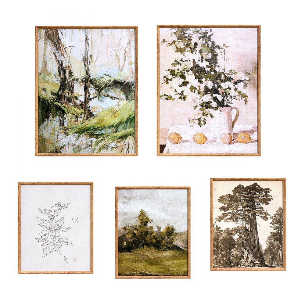 VEVOR 16 PCS Framed Wall Art Prints, Vintage Eclectic Art Decor, Gallery Wall Prints with 3 Sizes for Flexible Combinations, High Gloss & Low-Solubility Canvas, for Living Room, Bedroom, Bathroom