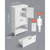 VEVOR Bathroom Floor Cabinet, 4-Tier, Wooden Storage Organizer with 2 Doors, 2 Drawers and Adjustable Shelf, Modern Home Furniture Freestanding Cupboard for Kitchen/Living Room/Entryway Use, White