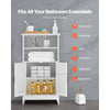 VEVOR Bathroom Floor Cabinet, 4-Tier, Wooden Storage Organizer with 2 Doors and Adjustable Shelf, Modern Bathroom Furniture Home Decor Freestanding Cupboard for Kitchen/Living Room/Entryway Use, White