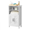 VEVOR Bathroom Floor Cabinet, 4-Tier, Wooden Storage Organizer with 2 Doors and Adjustable Shelf, Modern Bathroom Furniture Home Decor Freestanding Cupboard for Kitchen/Living Room/Entryway Use, White