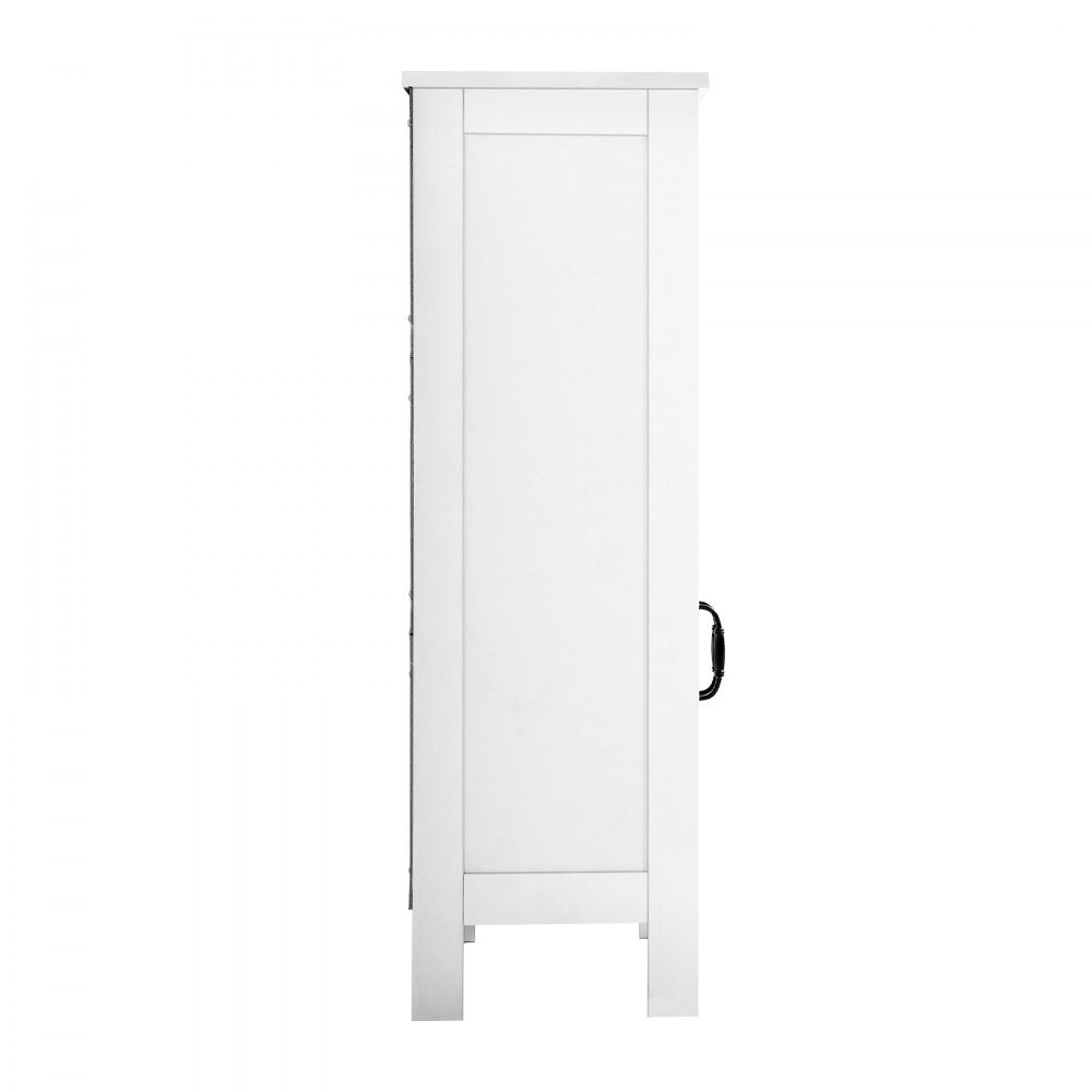 VEVOR Bathroom Floor Cabinet, 4-Tier, Wooden Storage Organizer with 2 Doors and Adjustable Shelf, Modern Bathroom Furniture Home Decor Freestanding Cupboard for Kitchen/Living Room/Entryway Use, White