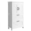 VEVOR Bathroom Floor Cabinet, 4-Tier, Wooden Storage Organizer with 2 Doors and Adjustable Shelf, Modern Bathroom Furniture Home Decor Freestanding Cupboard for Kitchen/Living Room/Entryway Use, White