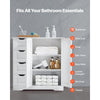 VEVOR Bathroom Floor Cabinet, 3-Tier, Wooden Storage Organizer with 2 Doors, 4 Drawers and Adjustable Shelf, Modern Home Furniture Freestanding Cupboard for Kitchen/Living Room/Entryway Use, White