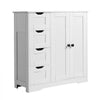 VEVOR Bathroom Floor Cabinet, 3-Tier, Wooden Storage Organizer with 2 Doors, 4 Drawers and Adjustable Shelf, Modern Home Furniture Freestanding Cupboard for Kitchen/Living Room/Entryway Use, White