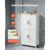 VEVOR Bathroom Floor Cabinet, 4-Tier, Wooden Storage Organizer with 4 Doors and Adjustable Shelf, Modern Bathroom Furniture Home Decor Freestanding Cupboard for Kitchen/Living Room/Entryway Use, White