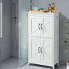 VEVOR Bathroom Floor Cabinet, 4-Tier, Wooden Storage Organizer with 4 Doors and Adjustable Shelf, Modern Bathroom Furniture Home Decor Freestanding Cupboard for Kitchen/Living Room/Entryway Use, White