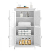 VEVOR Bathroom Floor Cabinet, 4-Tier, Wooden Storage Organizer with 4 Doors and Adjustable Shelf, Modern Bathroom Furniture Home Decor Freestanding Cupboard for Kitchen/Living Room/Entryway Use, White