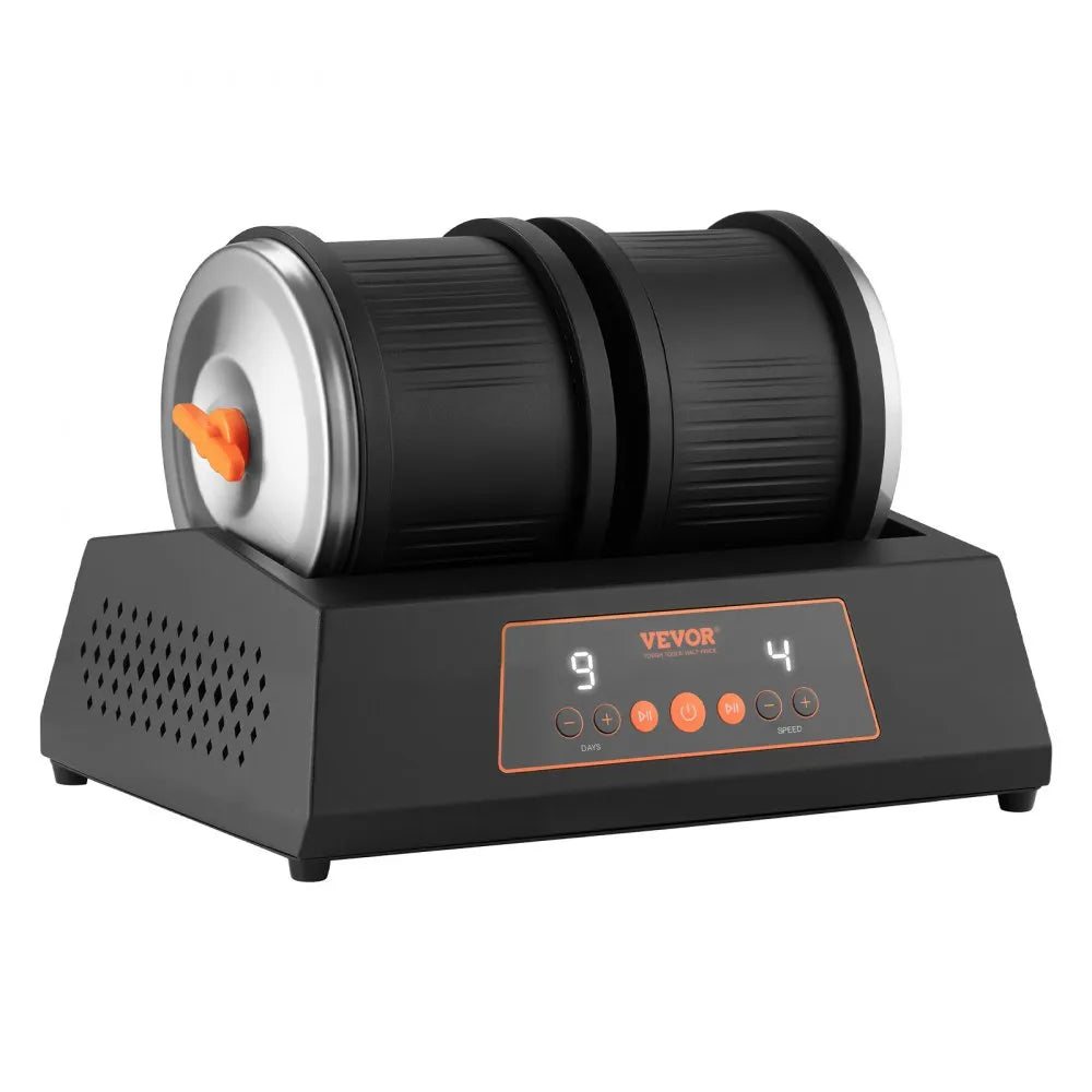 VEVOR Rock Tumbler 8 lbs Double Barrel 4 Speed Settings Rock Polishing Kit, for Adults Beginners and Hobbyists, 9-Day Polishing Timer, Double Barrel, Large Capacity, Rock Polisher Kit with Adapter