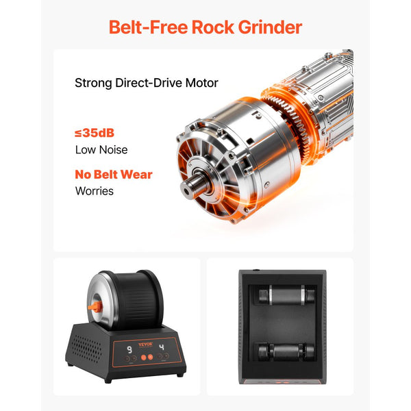 Vevor Rock Tumbler Kit 4 lbs Stone Polishing Machine with 4 Speeds & 9 ...