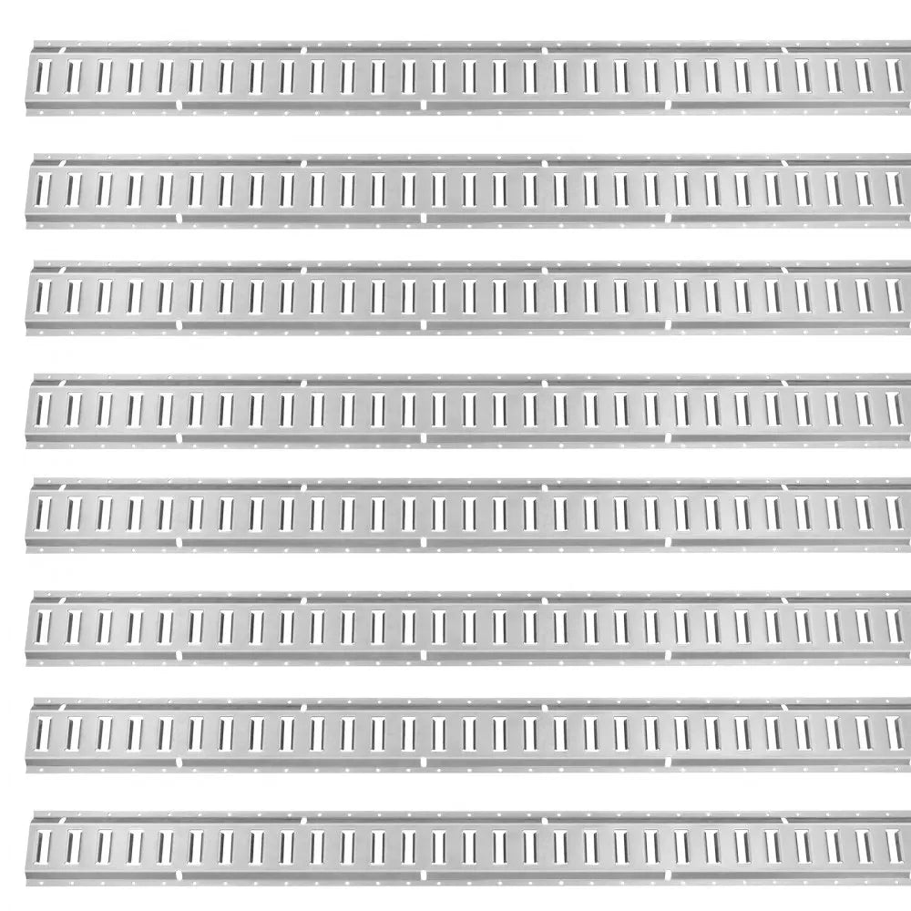 VEVOR E Track Tie-Down Rail Kit, 32PCS 5' E-Tracks Set Includes 8 Steel Rails & 8 O-Rings & 8 Tie-Offs with D-Ring & 8 End Caps, Trailer Securing Accessories for Cargo Motorcycles Bikes, 1500 lbs Load