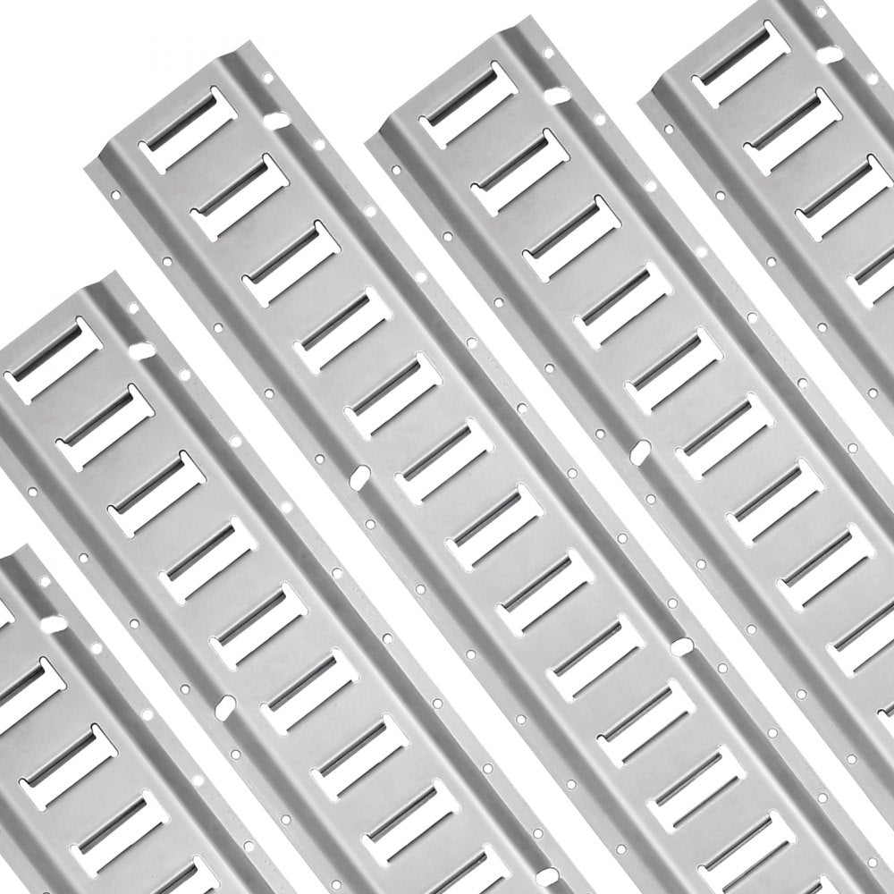 VEVOR E Track Tie-Down Rail Kit, 32PCS 5' E-Tracks Set Includes 8 Steel Rails & 8 O-Rings & 8 Tie-Offs with D-Ring & 8 End Caps, Trailer Securing Accessories for Cargo Motorcycles Bikes, 1500 lbs Load