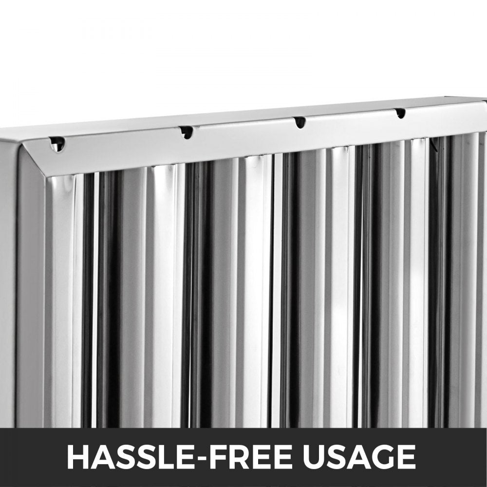 VEVOR Pack of 6 Hood Filters 19.5W x 15.5H Inch, 430 Stainless Steel 5 Grooves Commercial Hood Filters, Range Hood Filter for Grease Rated Commercial Kitchen Exhaust Hoods