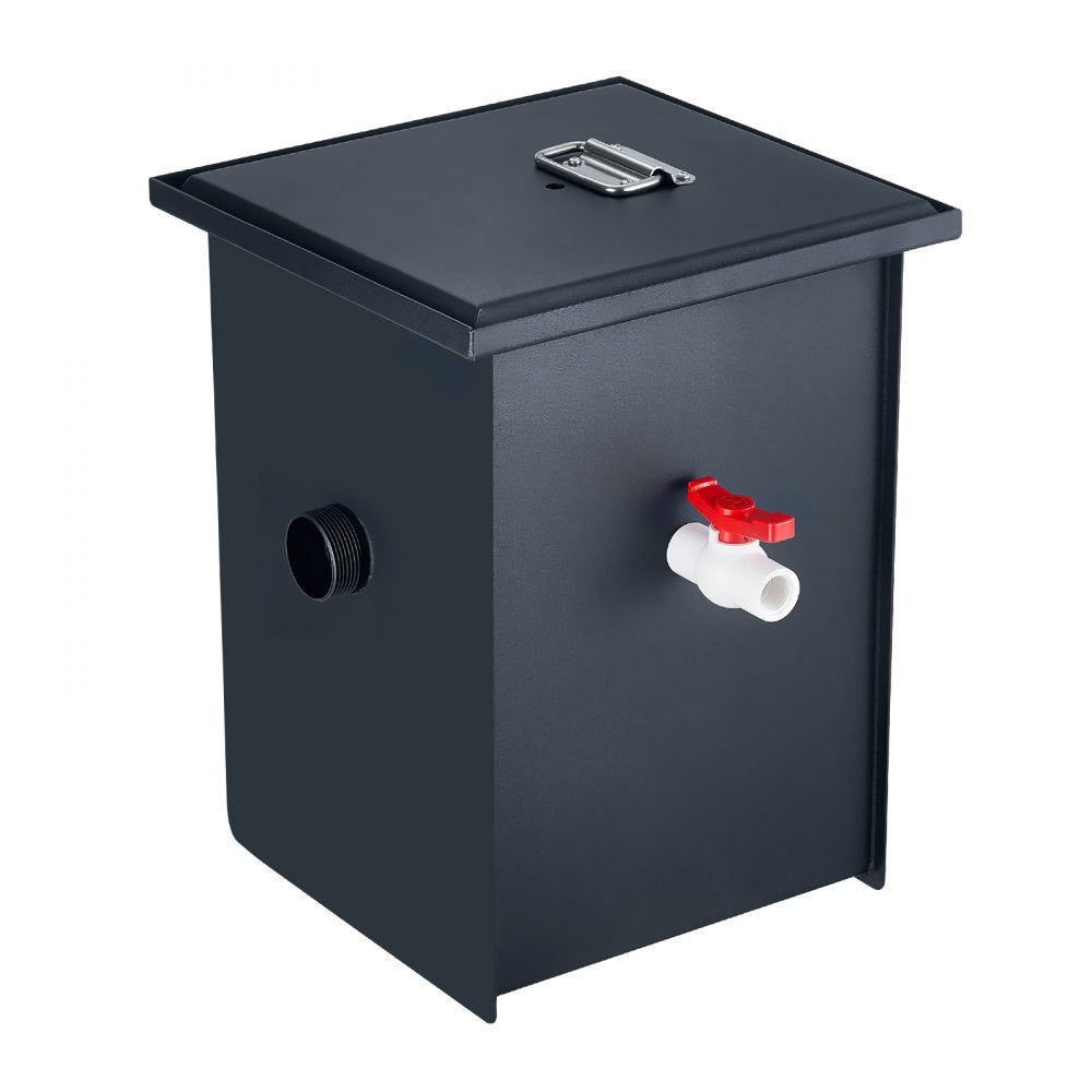 VEVOR Commercial Grease Trap, 8 LBS Grease Interceptor, Side Inlet Interceptor, Under Sink Carbon Steel Grease Trap, 4.6 GPM Waste Water Oil-water Separator, for Restaurant Canteen Home Kitchen