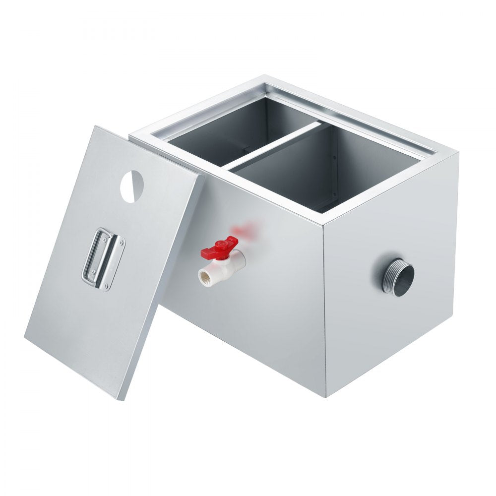 VEVOR Commercial Grease Trap, 8 LBS Grease Interceptor, Top Inlet Interceptor, Under Sink Stainless Steel Grease Trap, 2.8 GPM Waste Water Oil-water Separator, for Restaurant Canteen Home Kitchen