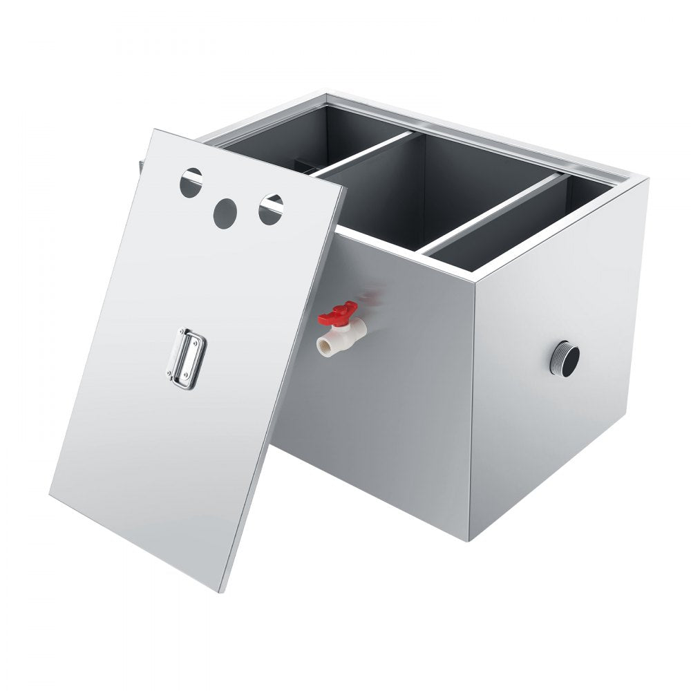 VEVOR Commercial Grease Trap, 40 LBS Grease Interceptor, Top Inlet Interceptor, Under Sink Stainless Steel Grease Trap, 10 GPM Waste Water Oil-water Separator, for Restaurant Canteen Home Kitchen
