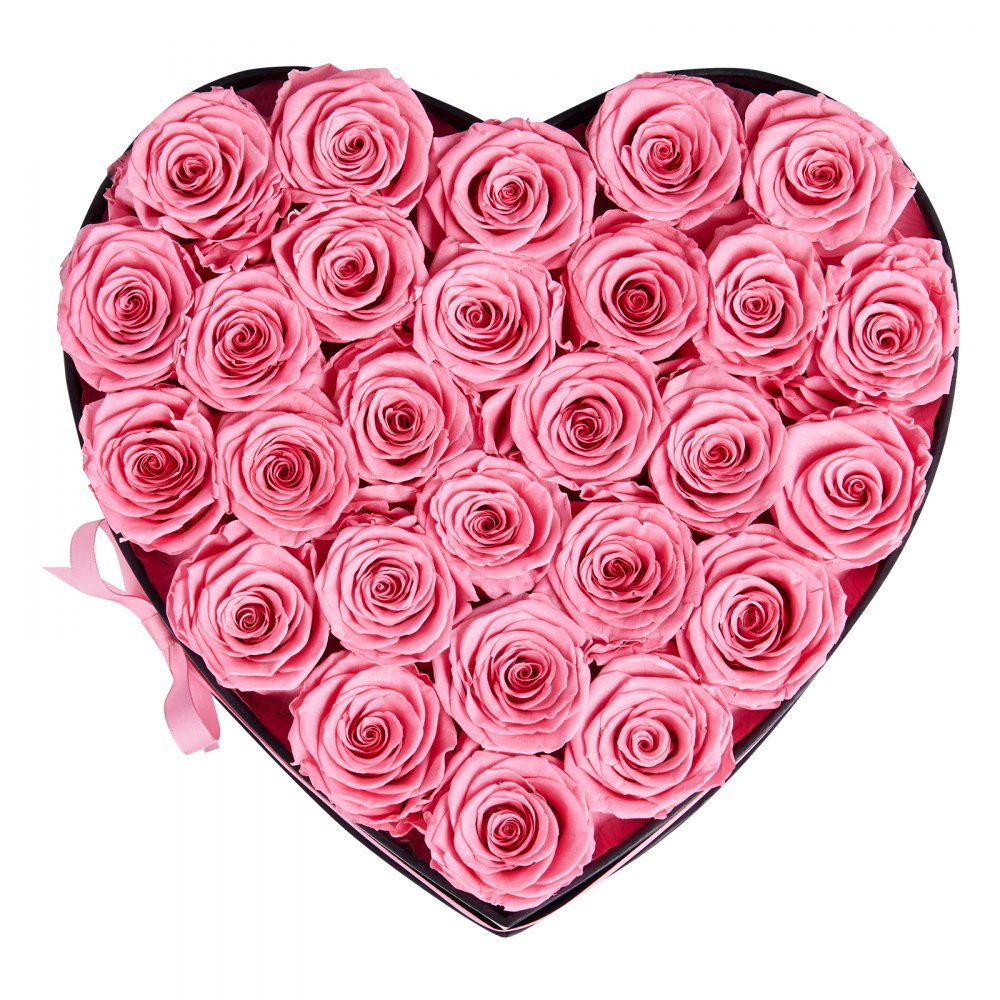 VEVOR Forever Flowers, 27 Preserved Roses in a Heart Shape Box, Eternal Flowers Immortal Bouquet Birthday Present for Women Her Wife Mothers, Anniversary, Valentine's Day,Christmas, Pink