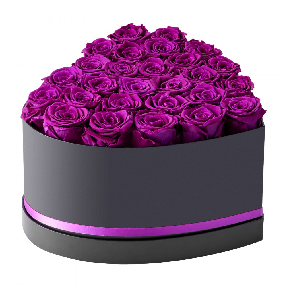 VEVOR Forever Flowers, 27 Preserved Roses in Heart Shape Box, Eternal Flowers Immortal Bouquet Birthday Present for Women Her Wife Mothers, Anniversary, Valentine's Day,Christmas, Purple