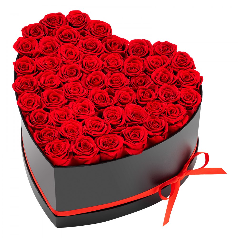 VEVOR Forever Flowers, 50 Preserved Roses in a Heart Shape Box, Eternal Flowers Immortal Bouquet Birthday Present for Delivery Prime Women Her Wife Mothers, Anniversary, Valentine's Day,Christmas, Red