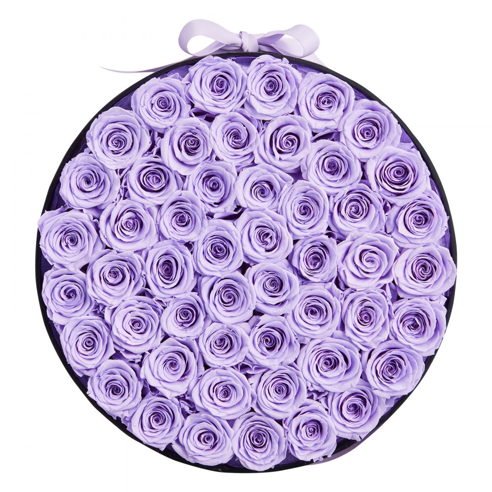 VEVOR Forever Flowers, 50 Preserved Roses in a Box, Eternal Flowers Immortal Bouquet Birthday Present for Women Her Wife Mothers, Anniversary, Valentine's Day,Christmas, Lavender Purple
