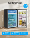 VEVOR Mini Fridge 3.2 Cu.Ft - Dual Zone Design and Dimensions