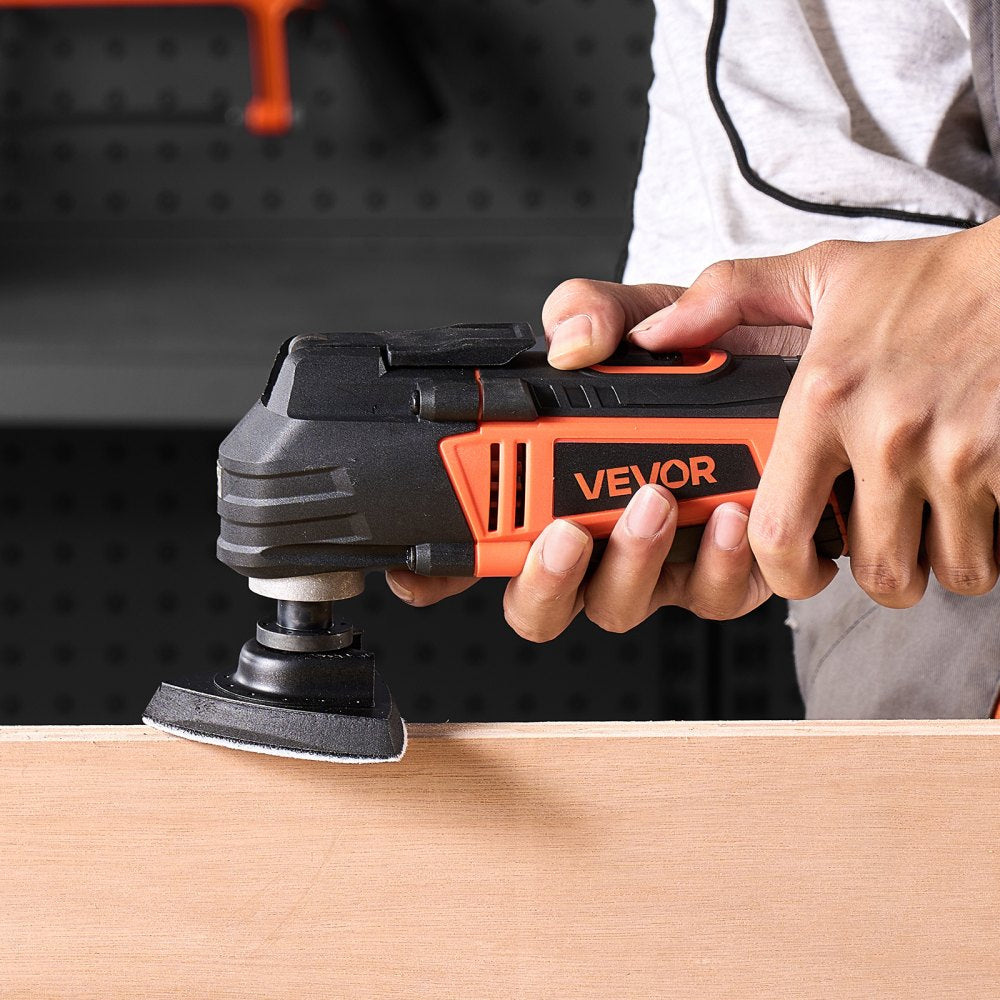 VEVOR Multitool Oscillating Tool, 3Amps Corded Oscillating Multi Tool with 6 Variable Speeds 15000 - 22000 OPM, 3.2° Oscillating Angle, 13PCS Saw Accessories, LED Work Light & Tool Bag