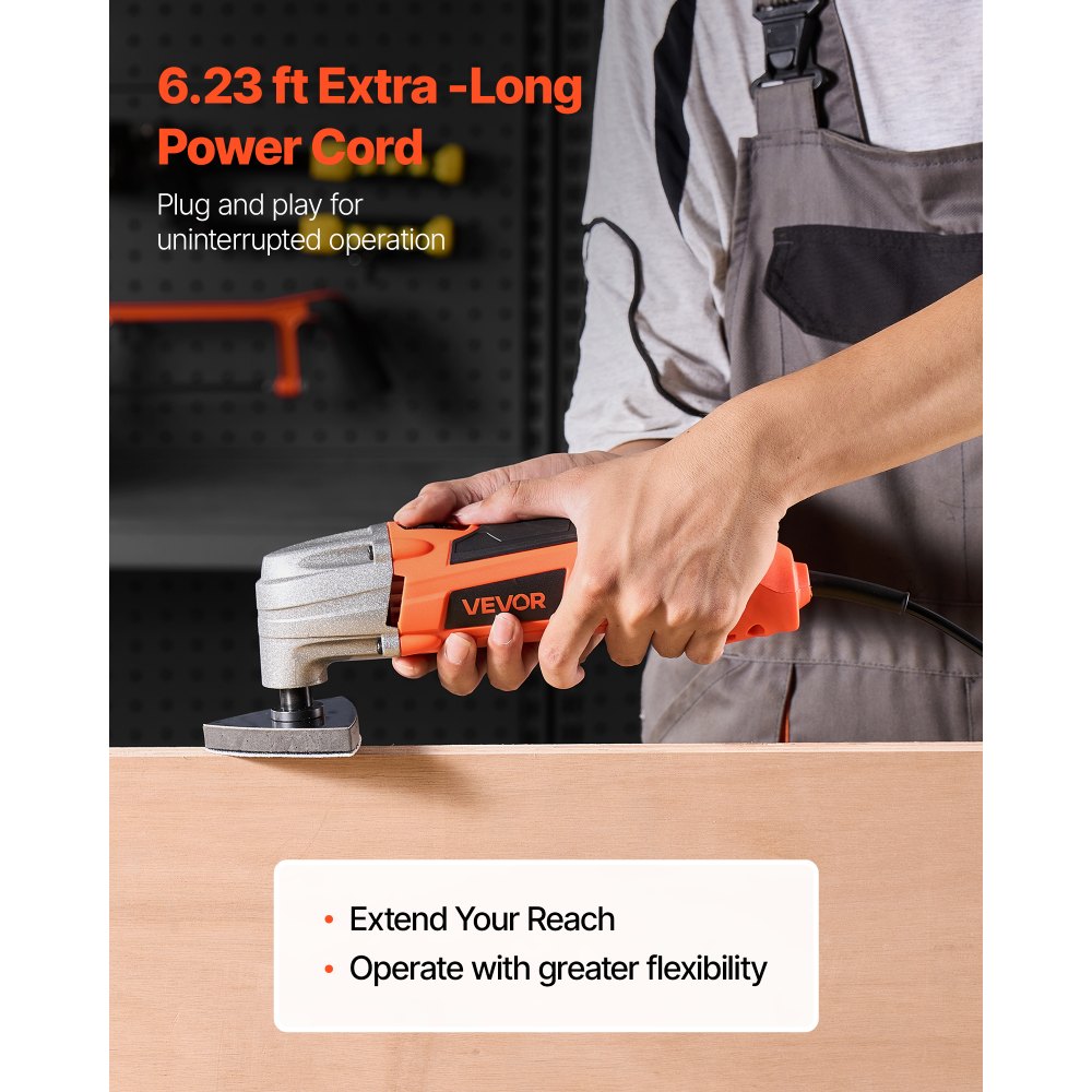 VEVOR Oscillating Tool Multitool, 2.2Amps 22,000 OPM Electric Oscillating Multi Tool Kit Corded with 2.8° Oscillating Angle, 7PCS Saw Accessories for Cutting, Scraping, Sanding, Floor Stripping