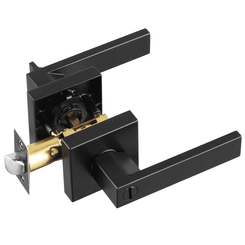 VEVOR Privacy Door Handle, 5-Pack Matte Black Door Lever, Right or Left Handing Reversible Lever with Keyless Lock, 45° Rotation to Open, Universal Square Interior for Bathroom and Bedroom Doors