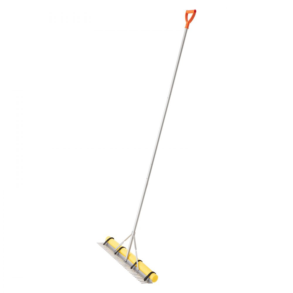 VEVOR Landscape Rake, 36 inch Wide Head 102 inch Handle, Large Heavy Duty Aluminum Landscaping Leaf Rake Tool, Asphalt Level for Loosening Soil, Garden & Yard, Pond Gravel & Beach Lawn Care, 52ft Rope